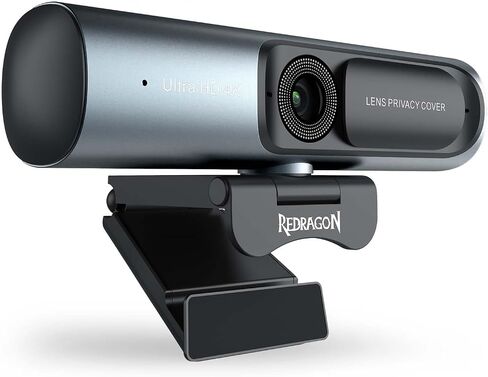 Redragon GW911 4K Webcam for PC, Ultra HD with Dual Noise-Cancelling Mic, PDAF Auto Focus, Auto Light Correction, Plug & Play, Privacy Cover – Works w/Zoom/Teams/Skype/Google Meet in Kuwait