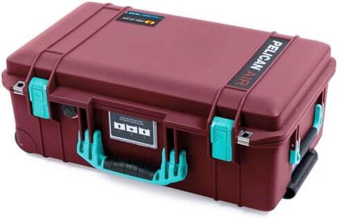 Oxblood Pelican 1535 Air case, with Teal Handles & latches. Comes Empty & with Wheels. in Saudi Arabia