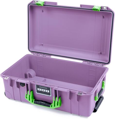 Lilac Pelican 1535 Air case, with Lime Green Handles, latches, & Trolley. Comes Empty & with Wheels. in Saudi Arabia