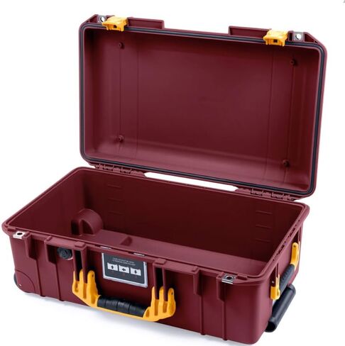 Oxblood Pelican 1535 Air case, with Yellow Handles & latches. Comes Empty & with Wheels. in Saudi Arabia