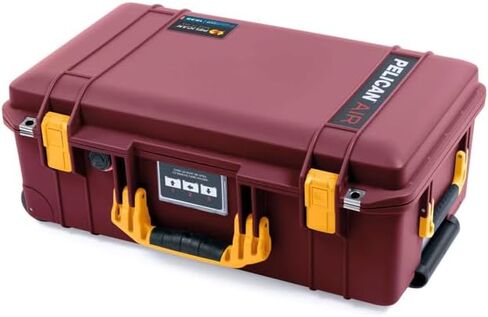 Oxblood Pelican 1535 Air case, with Yellow Handles & latches. Comes Empty & with Wheels. in Saudi Arabia