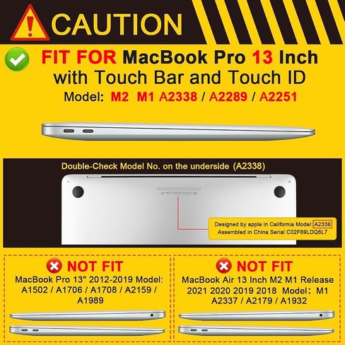 BatiAnda for MacBook Pro 13 Inch Case 2022 2020 الإصدار A2338 M2 M1 A2289 A2251 ، غطاء قذيفة صلبة بلاستيكية شديدة التحمل مع وظيفة مقاومة للصدمات في MacBook Pro New 13 بوصة ، رمادي ، in Saudi Arabia