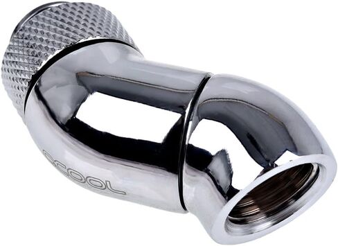 Alphacool 17251 Eiszapfen Angled Adaptor double-45° rotatable G1/4 Outer Thread to G1/4 Inner Thread - Chrome Water Cooling Fittings in Saudi Arabia