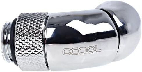 Alphacool 17251 Eiszapfen Angled Adaptor double-45° rotatable G1/4 Outer Thread to G1/4 Inner Thread - Chrome Water Cooling Fittings in Saudi Arabia