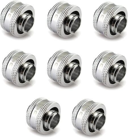 XSPC G1/4" to 7/16" ID, 5/8" OD Compression Fitting V2 for Soft Tubing, Chrome, 8-pack in Saudi Arabia