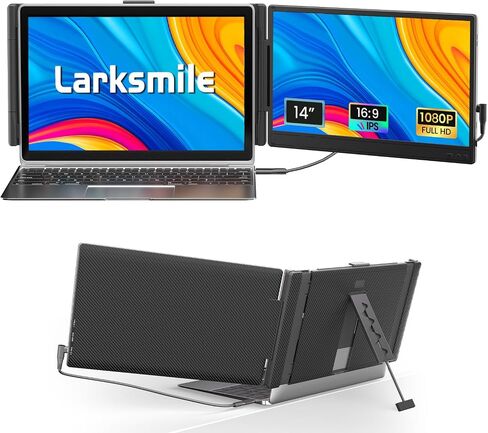 امتداد شاشة الكمبيوتر المحمول 14 "(FHD 1080p Pann 16: 9) - متوافق أسود مع Win Mac Chrome | Pluge and Play | شاشة مزدوجة مثالية للسفر/العمل/الدراسة in Saudi Arabia
