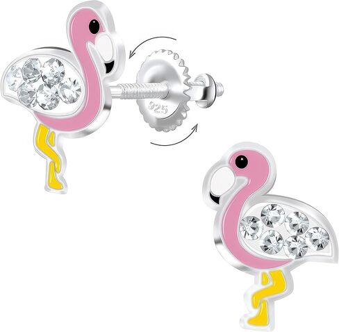 KIWI DAISY Flamingo .925 أقراط من الفضة الإسترلينية صغيرة جدًا للغضروف واللولب وثقب الأذن الثاني (مضادة للحساسية) in Kuwait