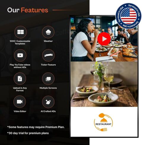 مشغل لافتات رقمية للمطاعم ، والإعداد السهل ، والخطة المجانية المدرجة ، وجدولة القائمة ، ومصمم قماش ، و PowerPoint و AI Enhancer in Kuwait