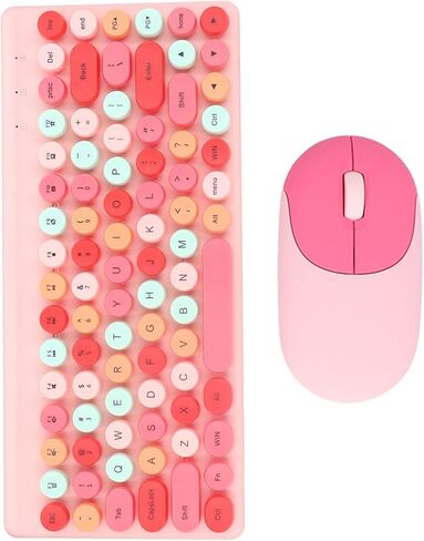 لوحة مفاتيح الألعاب اللاسلكية ، Mouse Combo 86 Keys Retro Round Critro Keycap 1200DPI Mouse Orgonomic USB Mouse with Glossy Color Clear Clear لسطح مكتب الكمبيوتر المحمول OS X (الأخضر) in Kuwait