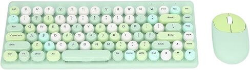لوحة مفاتيح الألعاب اللاسلكية ، Mouse Combo 86 Keys Retro Round Critro Keycap 1200DPI Mouse Orgonomic USB Mouse with Glossy Color Clear Clear لسطح مكتب الكمبيوتر المحمول OS X (الأخضر) in Kuwait