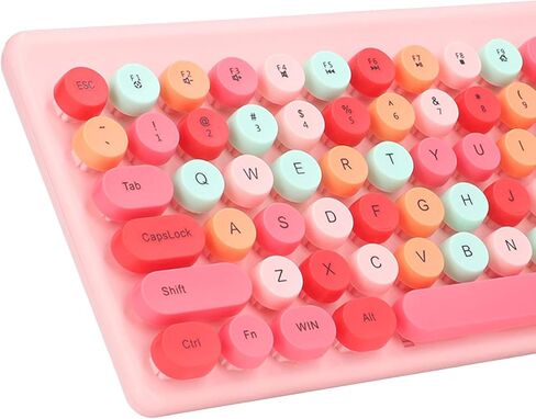 لوحة مفاتيح الألعاب اللاسلكية ، Mouse Combo 86 Keys Retro Round Critro Keycap 1200DPI Mouse Orgonomic USB Mouse with Glossy Color Clear Clear لسطح مكتب الكمبيوتر المحمول OS X (الأخضر) in Kuwait