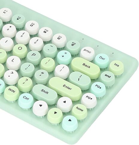 لوحة مفاتيح الألعاب اللاسلكية ، Mouse Combo 86 Keys Retro Round Critro Keycap 1200DPI Mouse Orgonomic USB Mouse with Glossy Color Clear Clear لسطح مكتب الكمبيوتر المحمول OS X (الأخضر) in Kuwait