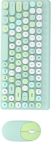 لوحة مفاتيح الألعاب اللاسلكية ، Mouse Combo 86 Keys Retro Round Critro Keycap 1200DPI Mouse Orgonomic USB Mouse with Glossy Color Clear Clear لسطح مكتب الكمبيوتر المحمول OS X (الأخضر) in Kuwait