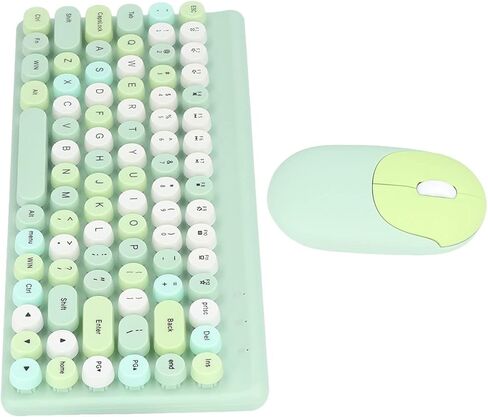 لوحة مفاتيح الألعاب اللاسلكية ، Mouse Combo 86 Keys Retro Round Critro Keycap 1200DPI Mouse Orgonomic USB Mouse with Glossy Color Clear Clear لسطح مكتب الكمبيوتر المحمول OS X (الأخضر) in Kuwait