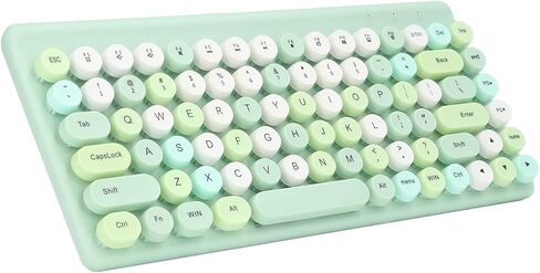 لوحة مفاتيح الألعاب اللاسلكية ، Mouse Combo 86 Keys Retro Round Critro Keycap 1200DPI Mouse Orgonomic USB Mouse with Glossy Color Clear Clear لسطح مكتب الكمبيوتر المحمول OS X (الأخضر) in Kuwait
