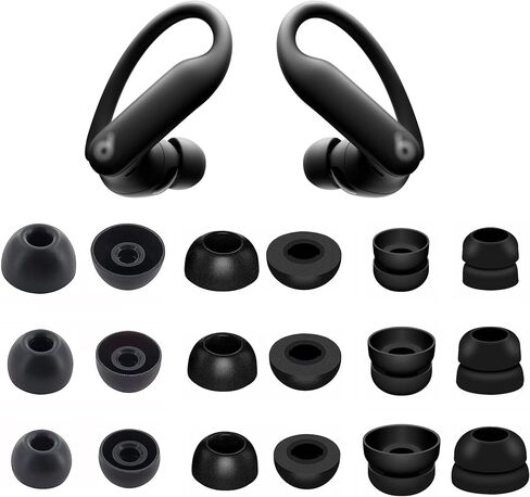 Eartips Kit Compatible with Powerbeats Pro 2, S/M/L Sizes 9 Pairs Silicone Tips/Double Flange EarTip/Memory Foam Tips Compatible with Powerbeats Pro 2 PB Pro 2 9 Pairs Black in Saudi Arabia