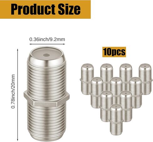 10 PCS f أنثى إلى موصلات برميل أنثى ، موصلات برميل عالية التردد F81 ، الإناث 3 جيجا هرتز إلى الإناث F-type Coxial Extension Adapter Adapter Adapter for TV Husinna in Saudi Arabia
