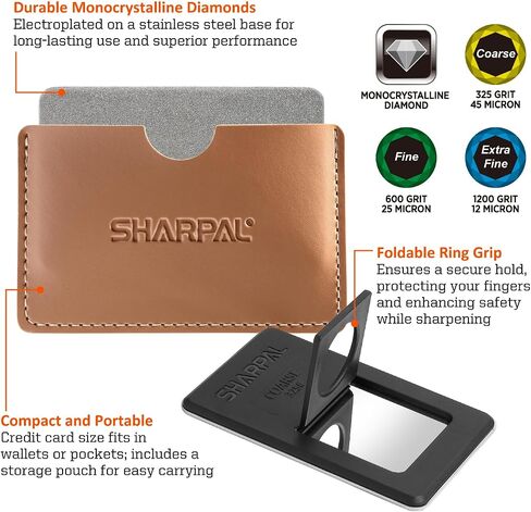 SHARPAL 116N Pocket Diamond Sharpening Card, Coarse(325)/Medium(600)/Fine(1200) Grit, Portable Multi-Tool Kit for Garden Tools, Survival Knives, Files & Blades in Kuwait