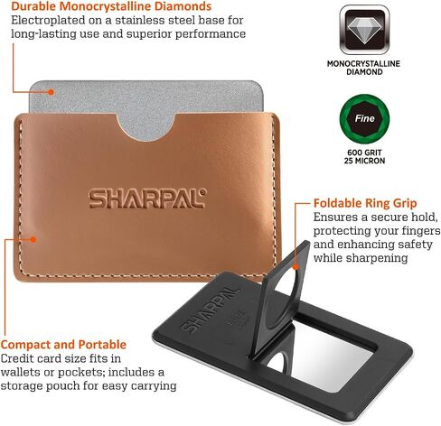 SHARPAL 116N Pocket Diamond Sharpening Card, Coarse(325)/Medium(600)/Fine(1200) Grit, Portable Multi-Tool Kit for Garden Tools, Survival Knives, Files & Blades in Kuwait