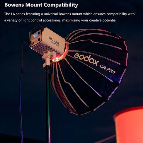 Godox LA200R K1 اللون الكامل RGB LED ضوء الفيديو ، 220W LED Bowens Mount مصباح الضوء المستمر ، 1800-10000K CCT ، 95+ CRI ، 94+ TLCI ، 14 تأثيرات الإضاءة ، مضغوطة وخفيفة الوزن لتسجيل الفيديو ، البث المباشر. in Saudi Arabia