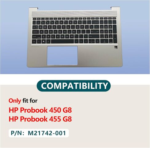 Replacement Upper Case Palmrest for HP Probook 450 G8 455 G8 15.6'' Series Laptop Top Cover with Keyboard Assembly M21740-001 M21742-001 Silver (Backlit Keyboard) in Saudi Arabia