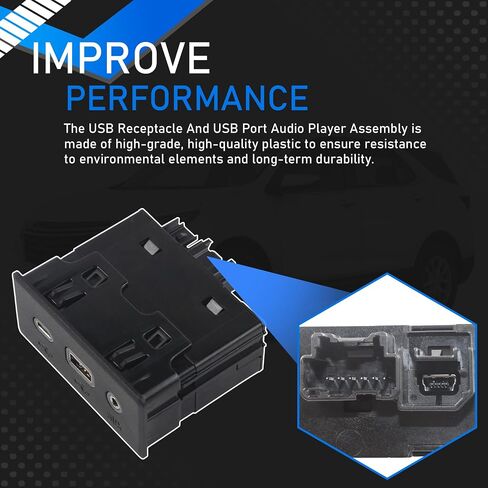 13529865 USB وعاء ومشغل الصوت USB Port Player Black متوافق مع 2019-2024 Chevy Malibu equinox 2018-2019 GMC Terrain 2020-2023 Buick Encore GX يستبدل 84260037 13512372 in Saudi Arabia