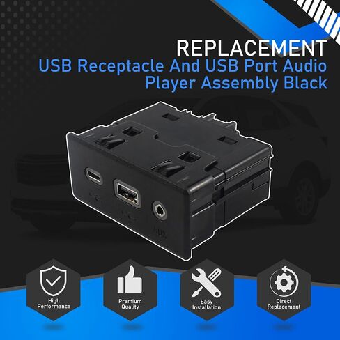 13529865 USB وعاء ومشغل الصوت USB Port Player Black متوافق مع 2019-2024 Chevy Malibu equinox 2018-2019 GMC Terrain 2020-2023 Buick Encore GX يستبدل 84260037 13512372 in Saudi Arabia
