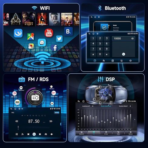 6+ 128g Android Single Din Touch Screen Car Stereo مع Carplay و Android Auto ، 7 بوصة 1 DIN الراديو مع GPS WiFi Bluetooth Link Control Wheel Control FM DSP USB AUX+ CAM CAM in Kuwait