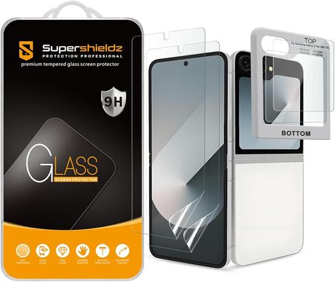 Supershieldz (2 Pack) Designed for Samsung Galaxy Z Flip 7 FE/Z Flip 6 Screen Protector (2 Tempered Glass Front Screen and 2 TPU Main Screen) Anti Scratch, Bubble Free in Saudi Arabia