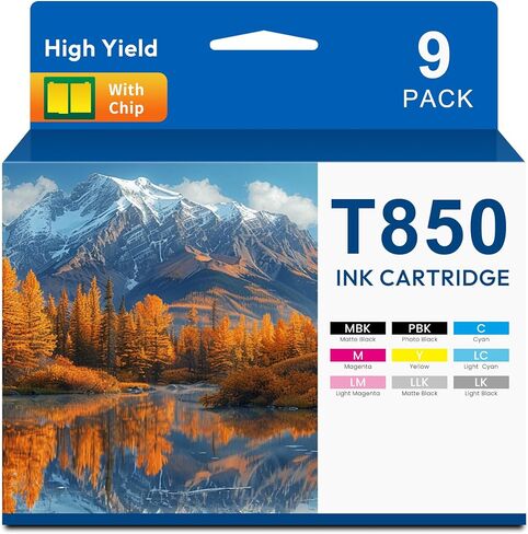 إعادة تصنيع T850 حبر خرطوشة 9-pack T8501 T8502 T8503 T8504 T8505 T8506 T8507 T8508 T8509 مجموعة حبر متوافقة مع Surecolor P800 SC-P800 حبر الطابعات ، عالية الكاباتيك مع الرقائق in Saudi Arabia