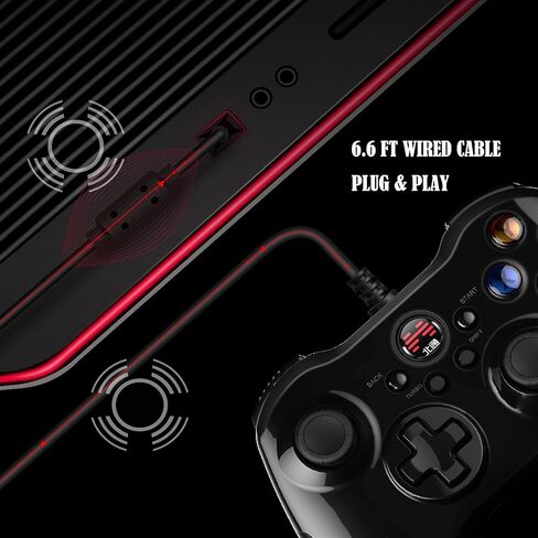 Beitong Asura 2 PC Gaming Controller - e -sports joystick ، ​​الاهتزاز المزدوج ، التوربو ، gamepad الزناد الخطي للنافذة 7/8/10/11 Android TV [أسود] in Kuwait