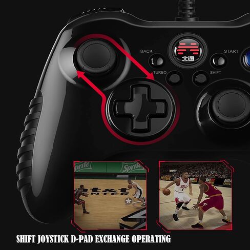 Beitong Asura 2 PC Gaming Controller - e -sports joystick ، ​​الاهتزاز المزدوج ، التوربو ، gamepad الزناد الخطي للنافذة 7/8/10/11 Android TV [أسود] in Kuwait