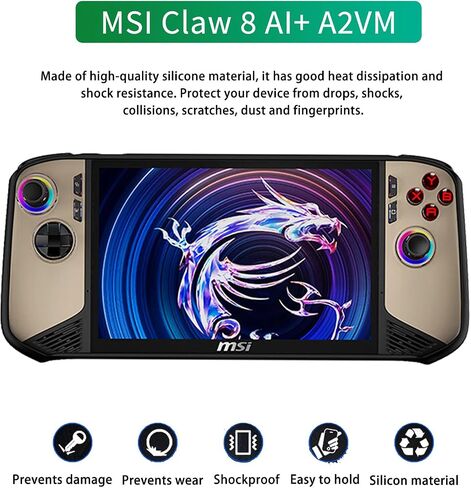 NOUKAJU Case for MSI Claw 8 AI+ A2VM, Game Console Silicone Protective Case,Anti-Drop, Anti-Scratch,Shockproof,Protective Cover for MSI Claw 8 AI+ A2VM Gaming Console(Black) in Saudi Arabia