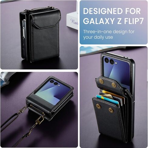 حالة هاتف ASUWISH لـ Samsung Galaxy Z Flip 5g 5G 2023 غطاء خلية محفظة مع حبل معصم Crossbody حزام RFID حامل بطاقة الائتمان SLOT ZFLIP5 Z5 G Flip5 Zflip 5Z النساء الرجال الأرجواني in Kuwait