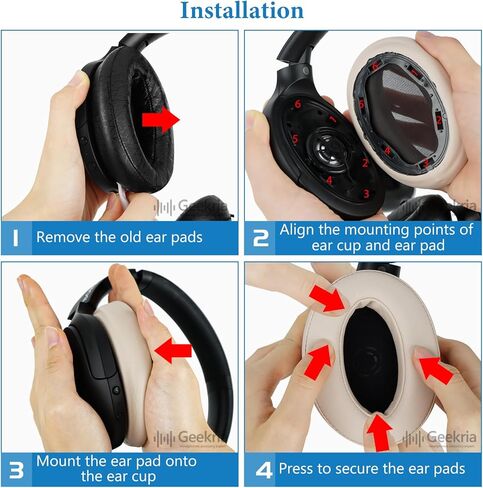 Geekria QuickFit Replacement Ear Pads for Sony WH-H910N Wireless Noise-Canceling Headphones Ear Cushions, Headset Earpads, Ear Cups Repair Parts (Black) in Kuwait