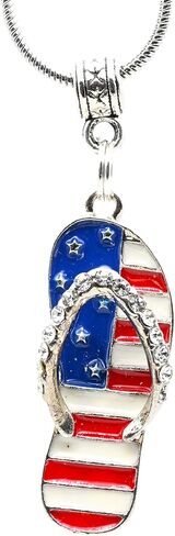 Patriotic Star Necklace - Red, White & Blue Pendant - Enamel and Rhinestone Charm - 18 Inch Chain - American Flag - 4th of July - Military Gift - Handmade by Green Acorn Kitchen in Saudi Arabia