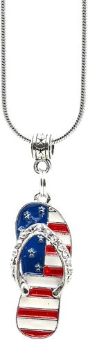 Patriotic Star Necklace - Red, White & Blue Pendant - Enamel and Rhinestone Charm - 18 Inch Chain - American Flag - 4th of July - Military Gift - Handmade by Green Acorn Kitchen in Saudi Arabia