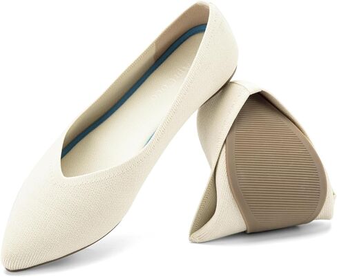Womens Pointed Toe Flats Knit Dress Washable Shoes Slip On Ballet Flats Shoes Women Comfort Shoes Office Low Wedge Shoes in Kuwait