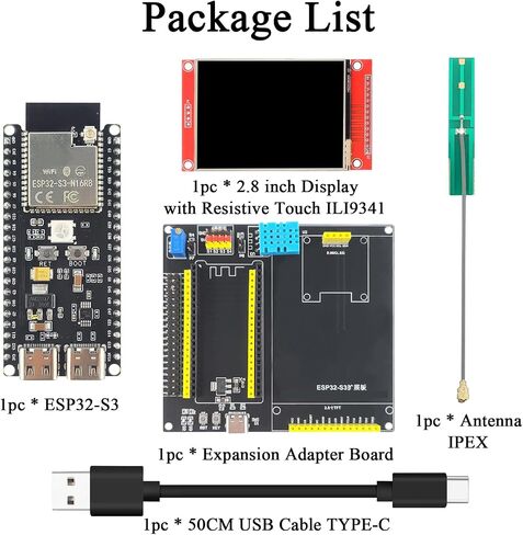 لوحة تطوير ESP32 S3 لـ Arduino Kit Bt Ipex DIY MCU مع 2.8 بوصة محول توسيع العرض ESP32-S3-DEVKITC-1 ESP32S3 N16R8 42PIN CH340X TYPEC in Saudi Arabia