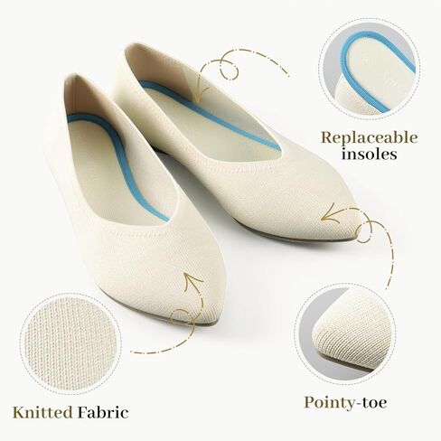 Womens Pointed Toe Flats Knit Dress Washable Shoes Slip On Ballet Flats Shoes Women Comfort Shoes Office Low Wedge Shoes in Kuwait