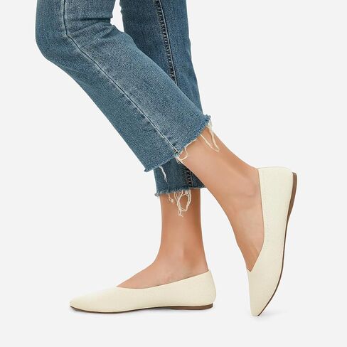 Womens Pointed Toe Flats Knit Dress Washable Shoes Slip On Ballet Flats Shoes Women Comfort Shoes Office Low Wedge Shoes in Kuwait