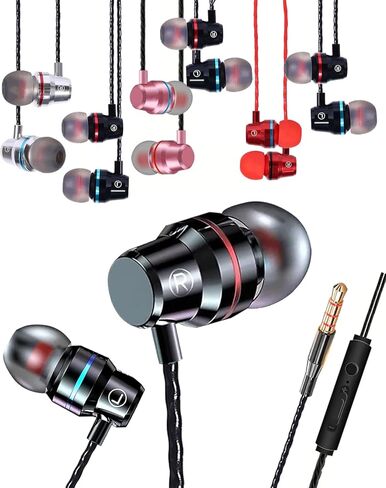 سماعات سماعات الأذن مع حزمة ميكروفون من 6 ، سماعات أذن سلكية معزولة بالضوضاء ، سماعات أذن مع ستيريو باس ثقيل قوي ، متوافق مع جميع واجهة 3.5 مم in Kuwait