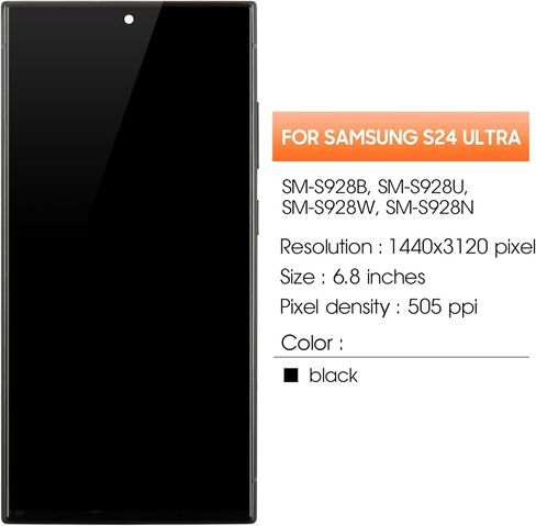 incell for Samsung Galaxy S24 Ultra Screen Replace for Samsung S24 Ultra LCD Display S928B SM-S928U LCD Digitizer Touch Screen Association Black مع إطار (بدون بصمة) in Saudi Arabia