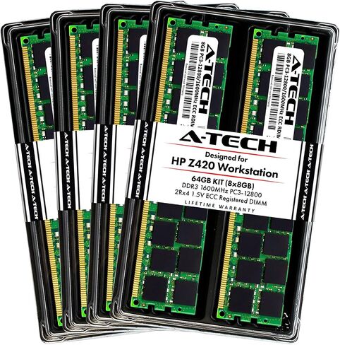 A-Tech 32GB ECC مجموعة ذاكرة مسجلة لـ HP Z420 Workstation (2 × 16GB) ECC-RDIMMDDR3 PC3-12800 1600MHz 240-PIN DIMM 2RX4 1.5V RAM DUAL RAM in Saudi Arabia
