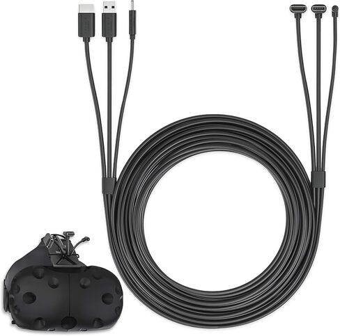 Skywin 3-in-1 Round HTC Vive Compatible Cable - Replacement for HTC Vive 3 in 1 HDMI+USB+DC 5 Meter Cable for Linkbox and Headset Connection (16 Foot) in Saudi Arabia