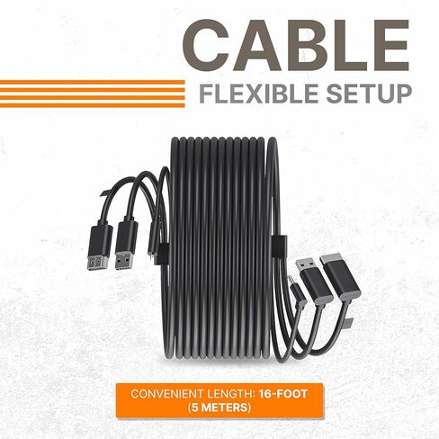 Skywin 3-in-1 Round HTC Vive Compatible Cable - Replacement for HTC Vive 3 in 1 HDMI+USB+DC 5 Meter Cable for Linkbox and Headset Connection (16 Foot) in Saudi Arabia