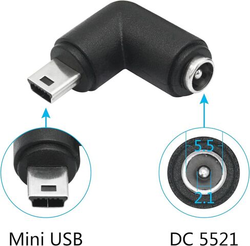 4pcs DC 5.5mm × 2.1 مم إلى محول USB صغير ، 90 درجة الزاوية اليمنى DC 5521 أنثى إلى موصل موصل توصيل الذكور MINI USB 5V in Kuwait