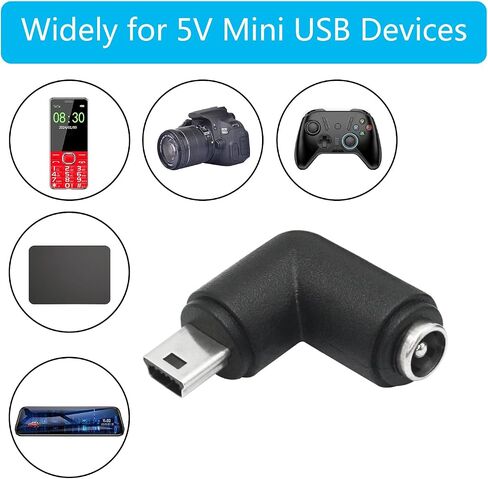 4pcs DC 5.5mm × 2.1 مم إلى محول USB صغير ، 90 درجة الزاوية اليمنى DC 5521 أنثى إلى موصل موصل توصيل الذكور MINI USB 5V in Kuwait