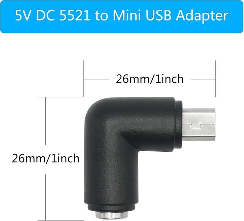 4pcs DC 5.5mm × 2.1 مم إلى محول USB صغير ، 90 درجة الزاوية اليمنى DC 5521 أنثى إلى موصل موصل توصيل الذكور MINI USB 5V in Kuwait
