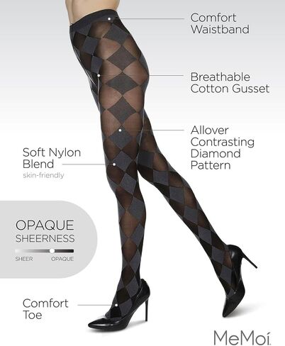 MeMoi Diamond Contrast Opaque Tights in Saudi Arabia